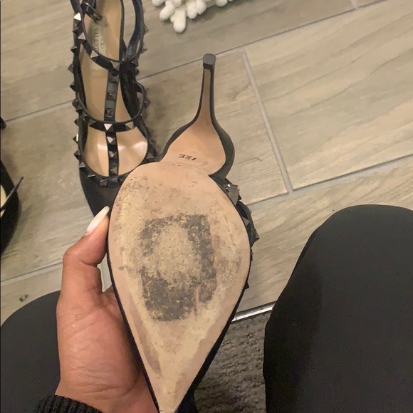 Valentino mesh Rockstud studded Leather heels - Picture 3 of 5